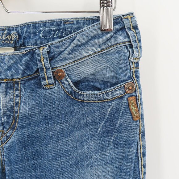 Silver Womens 30 Tuesday Distressed Denim Jeans Bootcut Boot Cut Cotton Blend - Picture 4 of 15